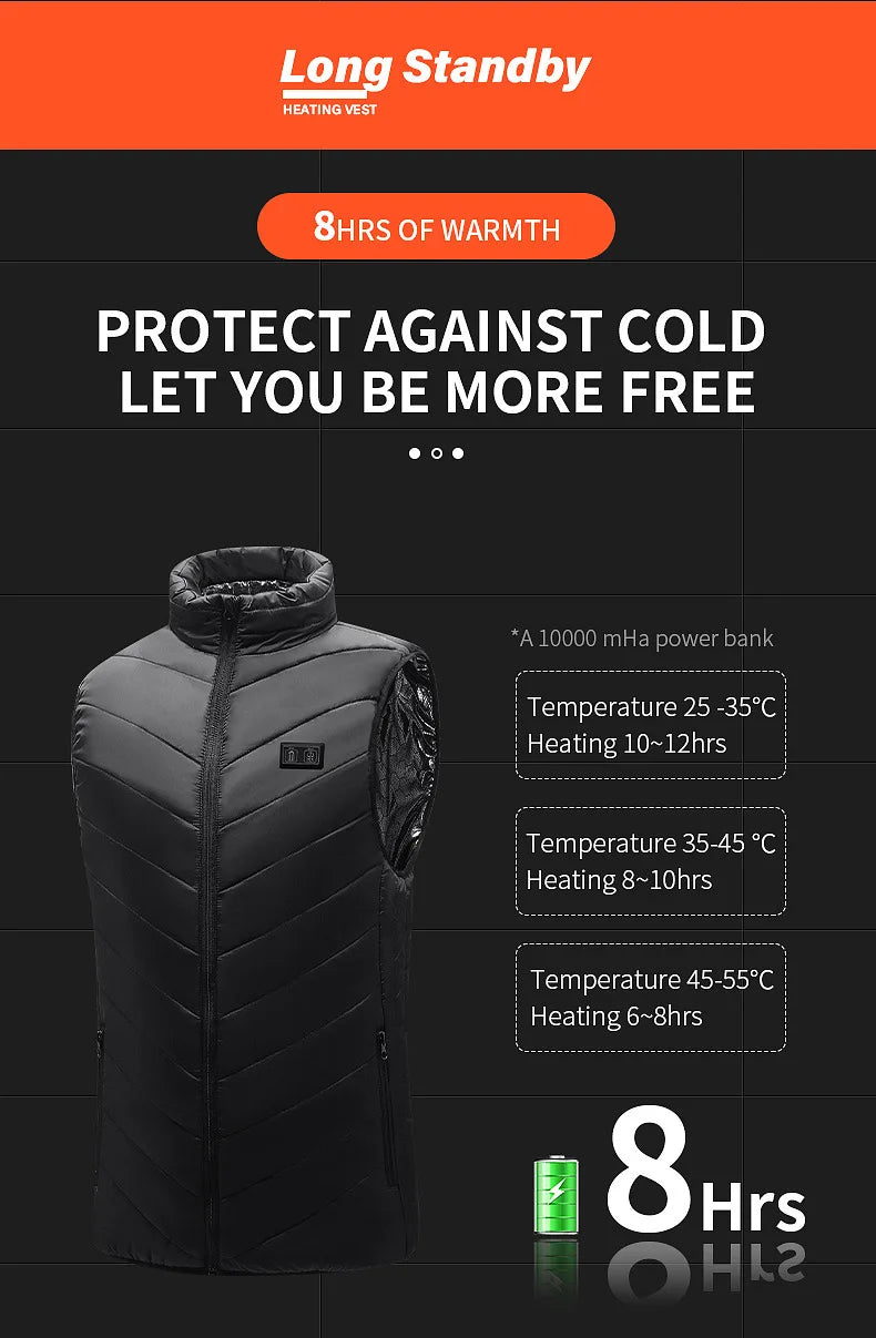 USB heated jacket front view black