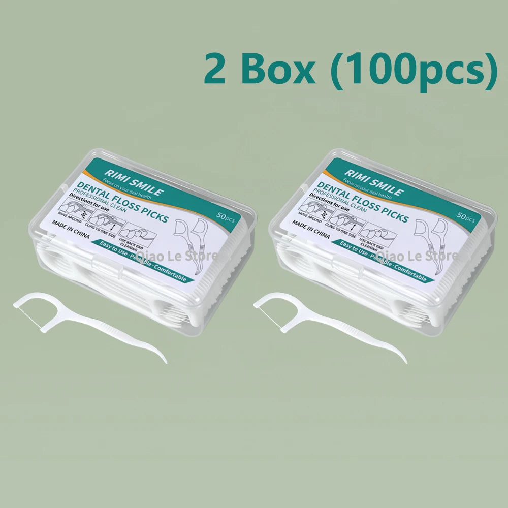 Disposable dental floss sticks box view