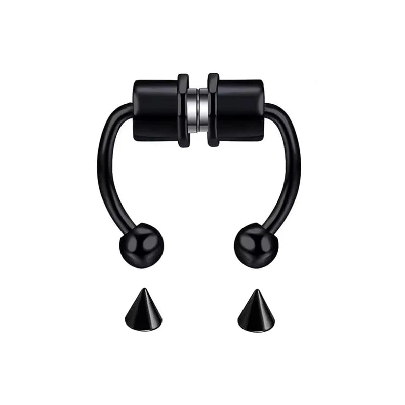 Magnetic faux nose ring worn on model