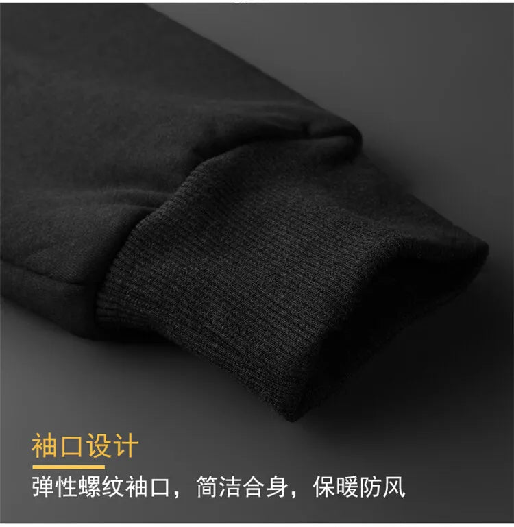 Hooded lambswool coat front view dark grey