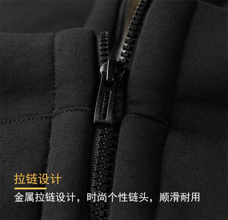 Hooded lambswool coat front view dark grey