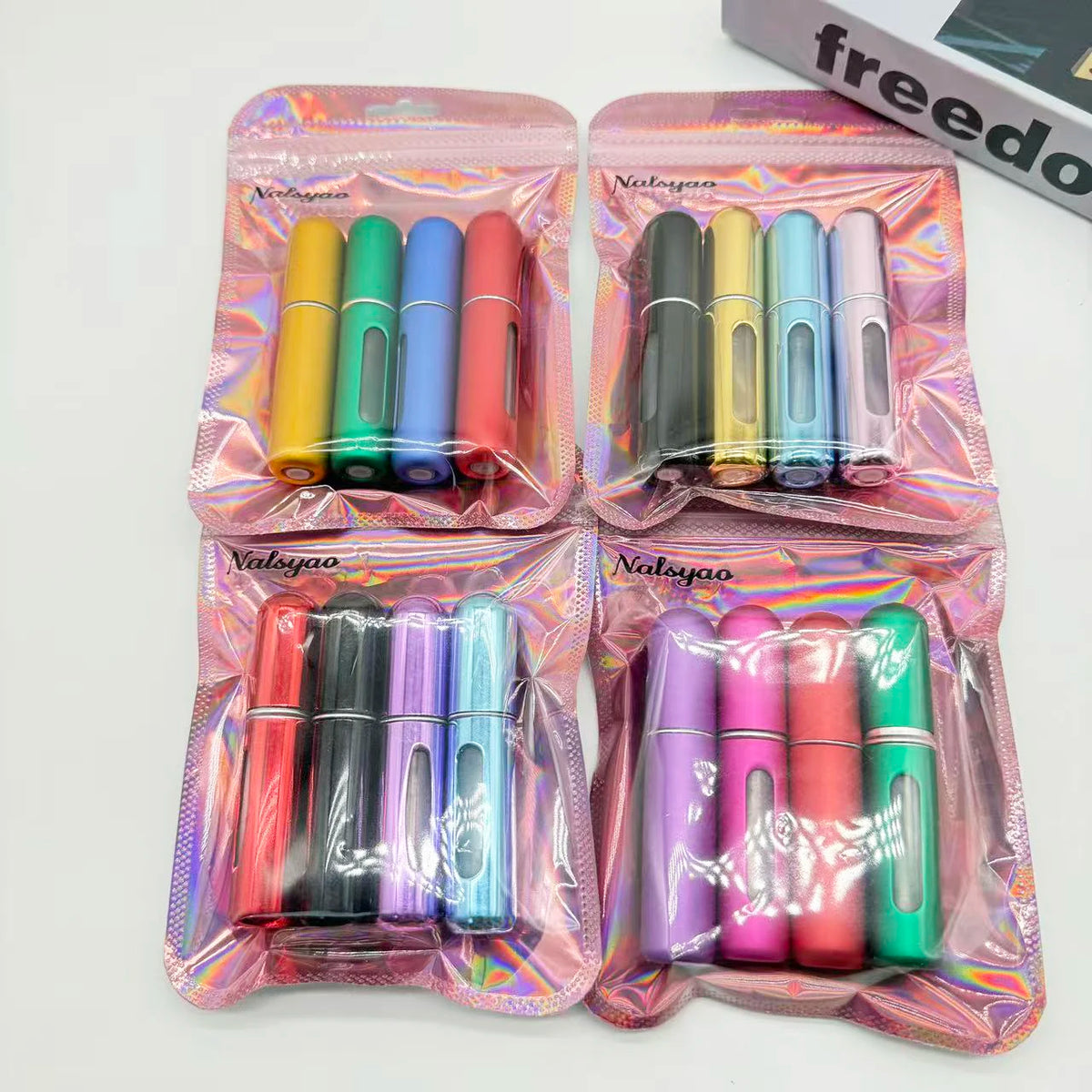 Refillable perfume atomizer 4-pack full set view