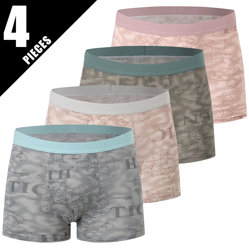 Men's printed boxer shorts worn model
