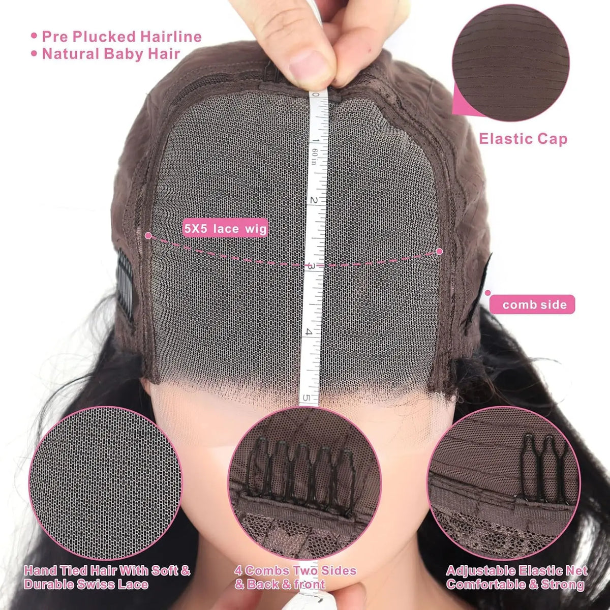 Body wave hd lace front wig worn on model