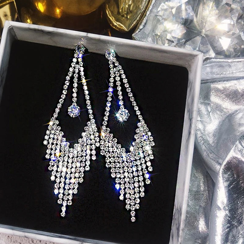 Crystal tassel drop earrings style variety display