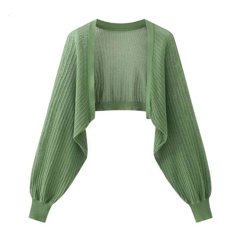 Ice silk sun proof cardigan apricot green
