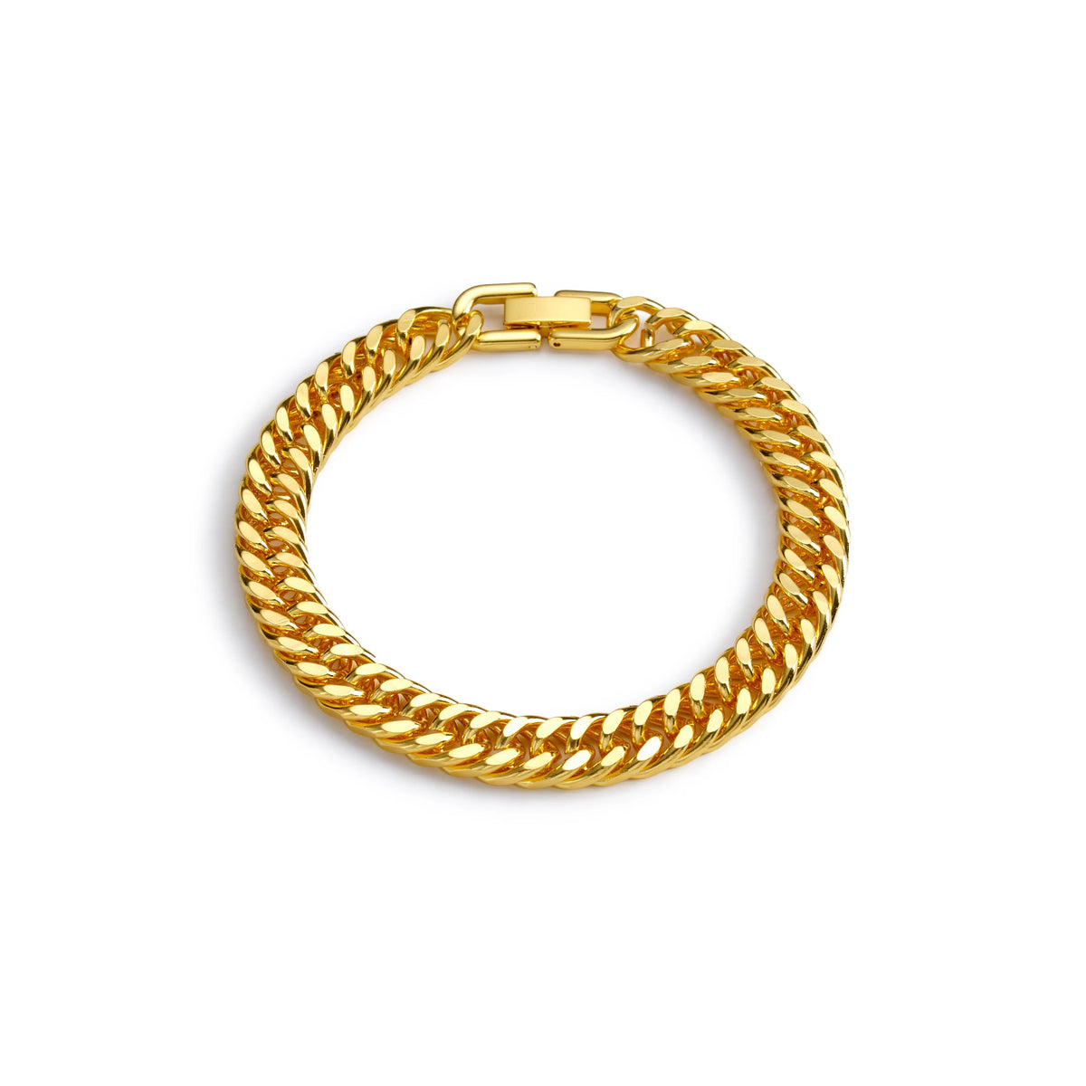 Braided stainless steel bracelet worn on wrist