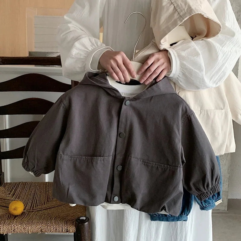 Toddler hooded spring jacket worn by child