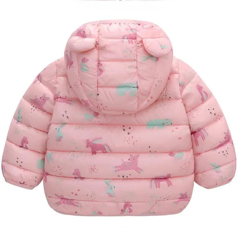 Kids hooded bear jacket bear zip detail