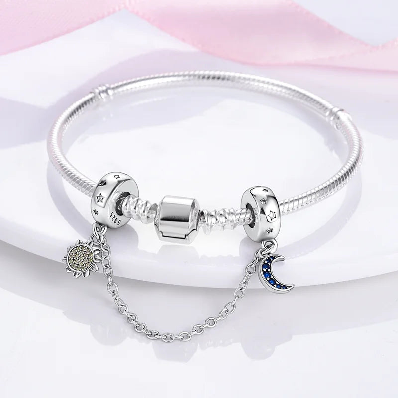 Star & moon charm beads attached to bracelet
