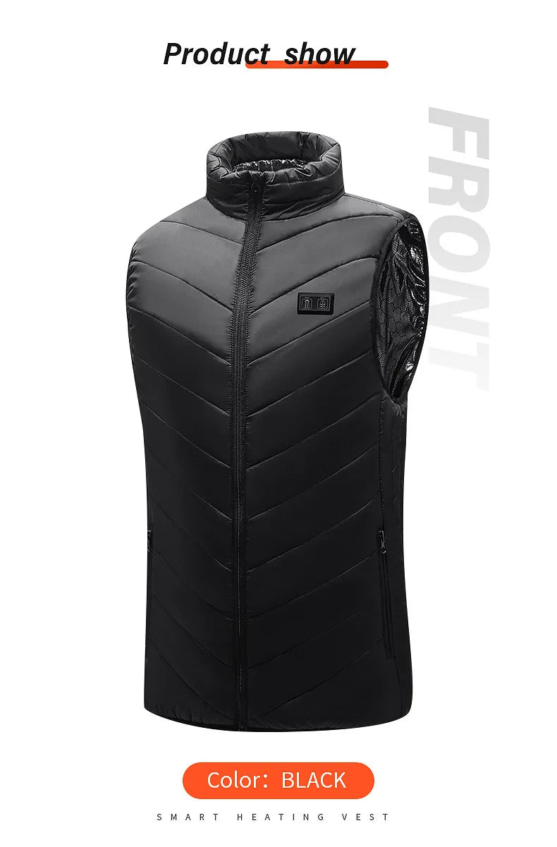 USB heated jacket front view black