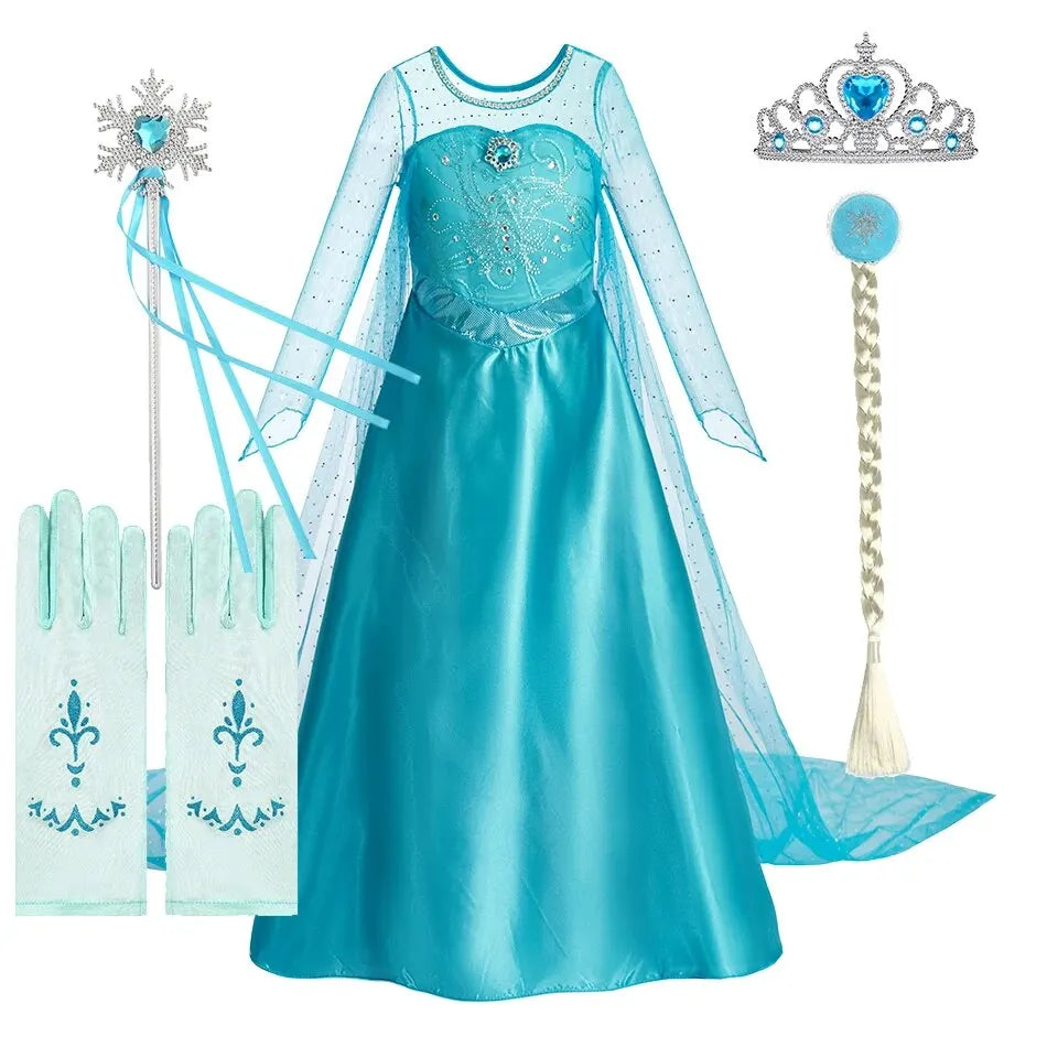 Girls snow queen halloween costume worn by child