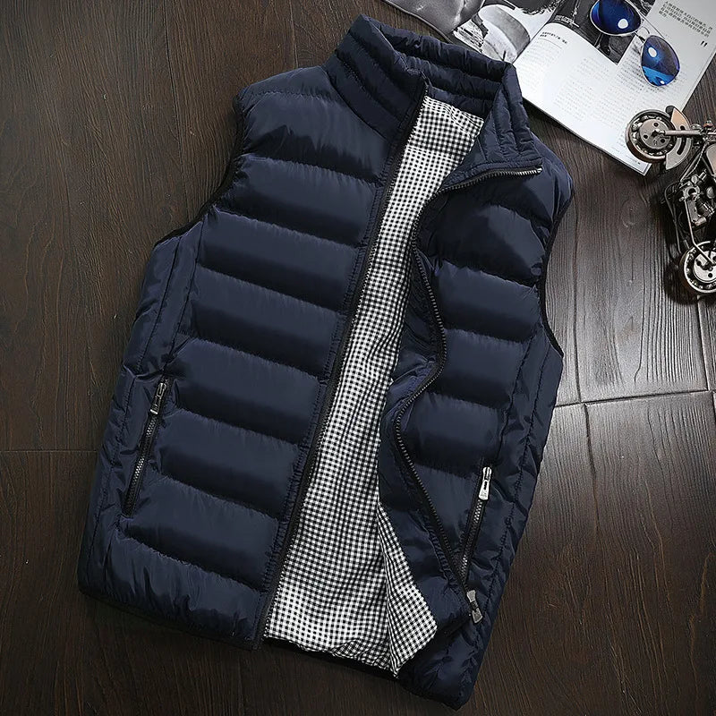 Windproof down vest front view black