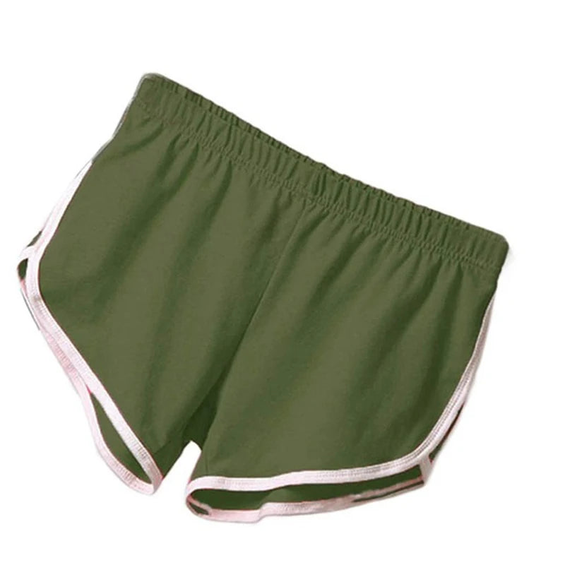 Skinny sports shorts olive green flat lay front