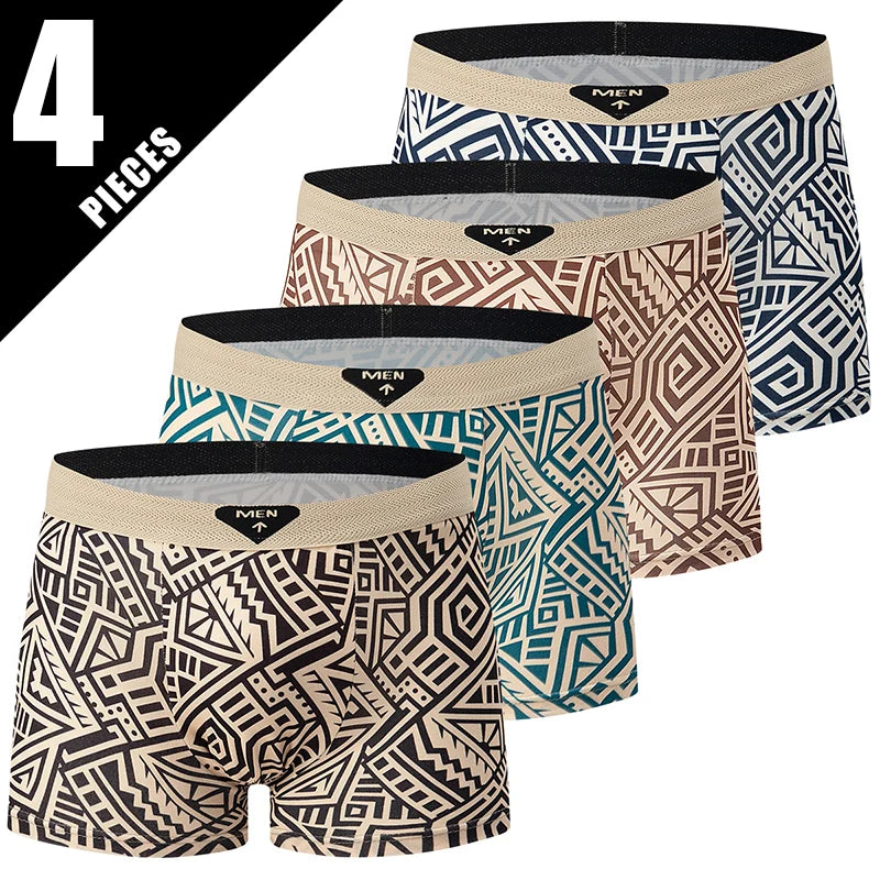 Men's printed boxer shorts worn model
