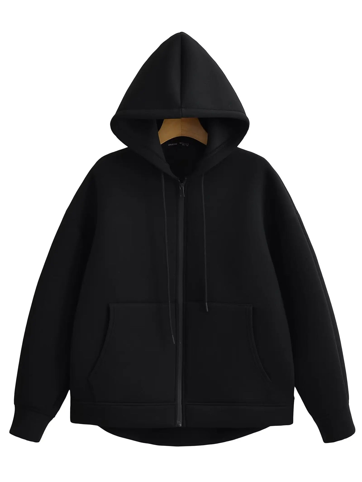Women's zip-up hoodie jacket front view dark grey