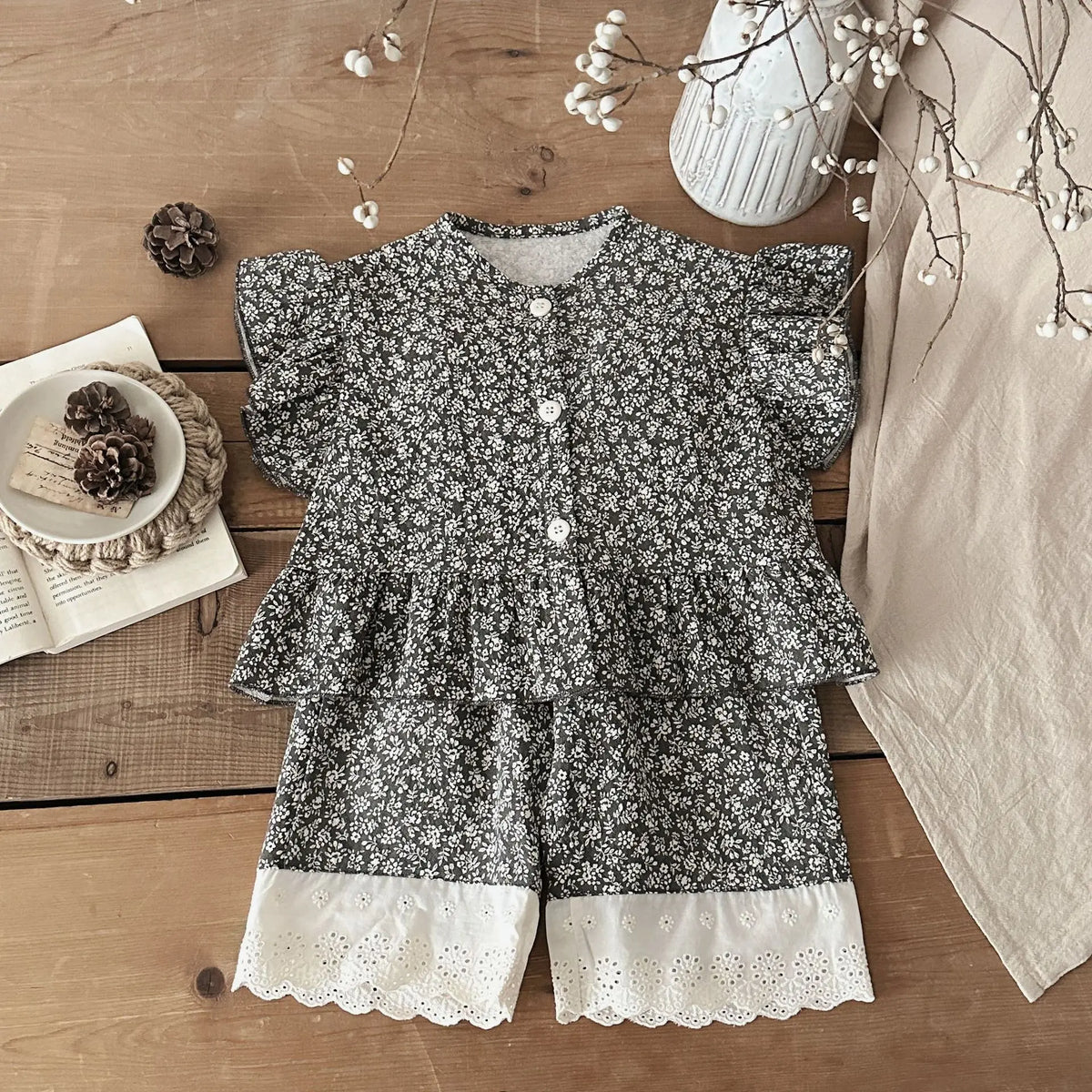 Baby cartoon print sun jacket worn by child