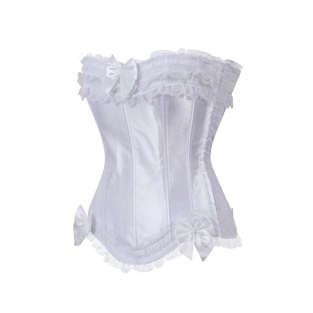 Lace-up floral corset top worn styled outfit