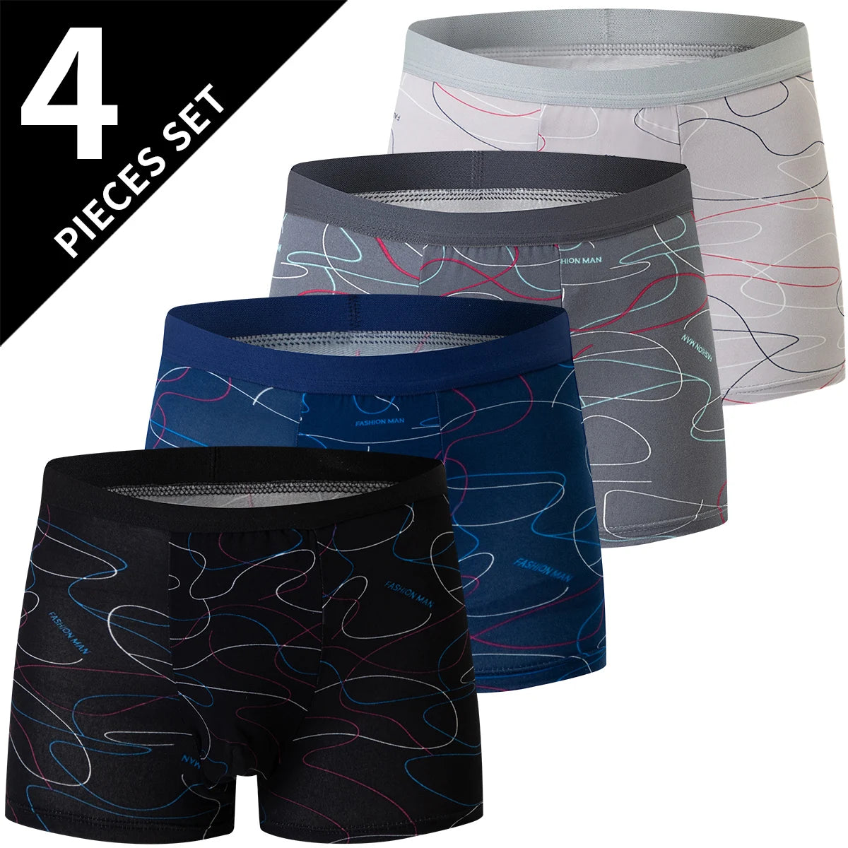 Men's printed boxer shorts worn model