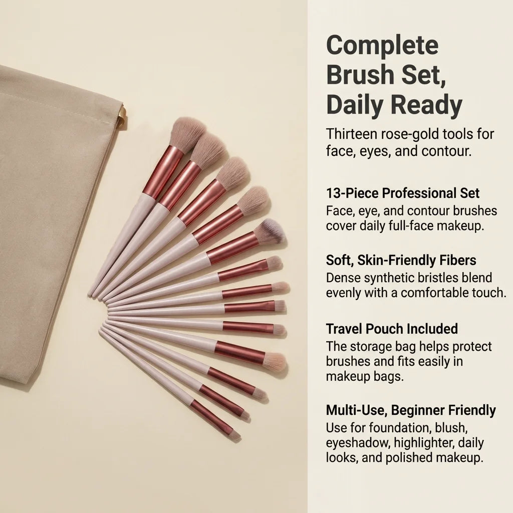 Makeup brush set red with travel bag