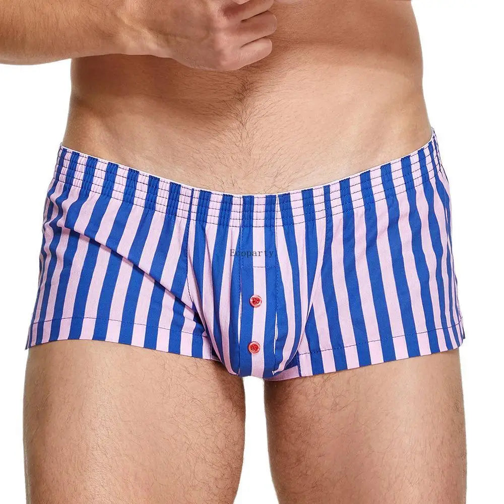 Men's cotton plaid boxer shorts worn model