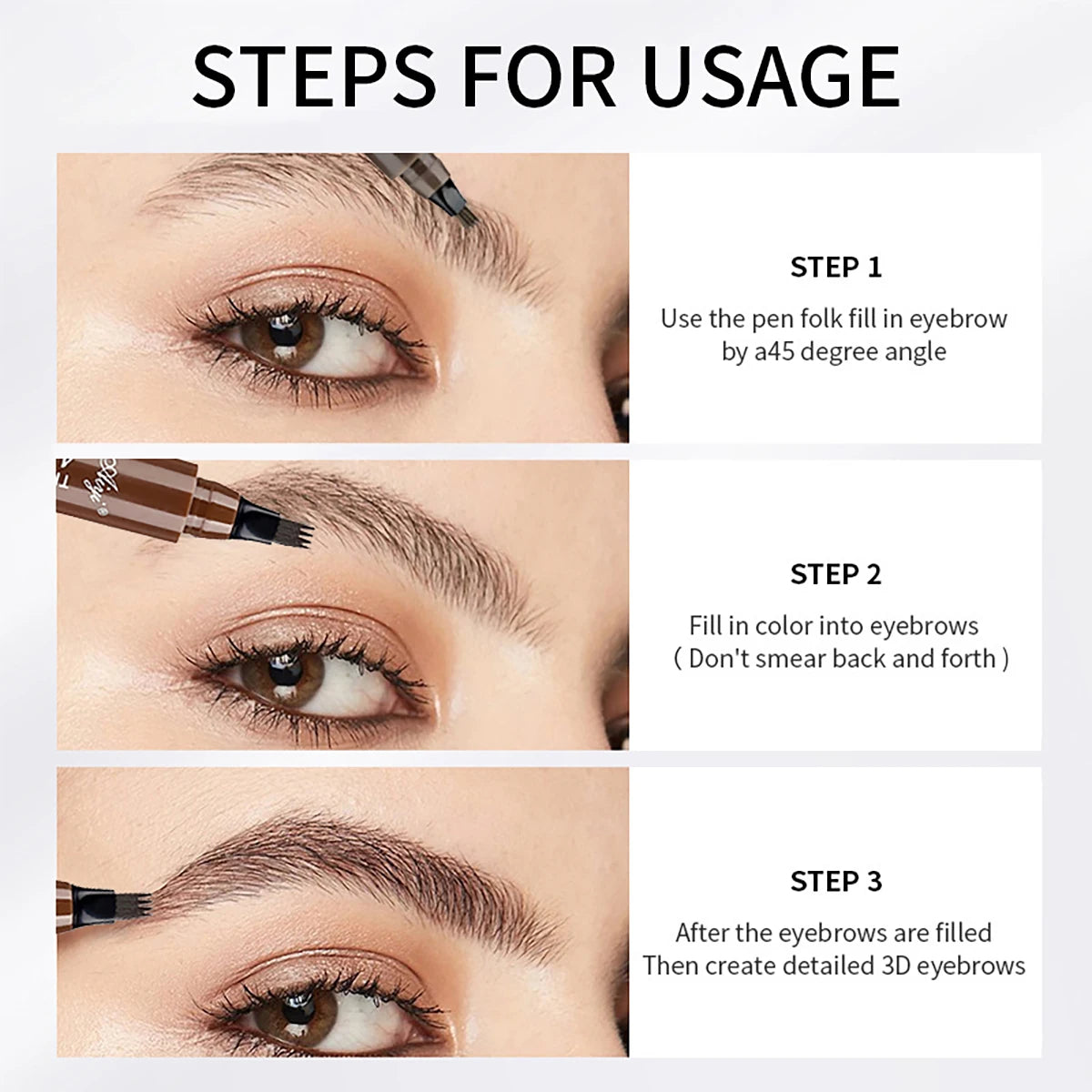 Microblading Eyebrow Pencil with four-tip brush for precise and natural eyebrow application.