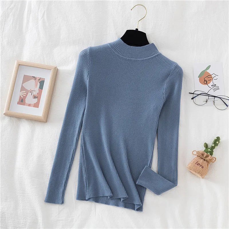 Soft turtleneck sweater front ash