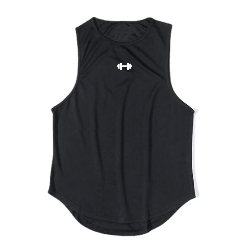 Quick-dry gym tank top front view gray