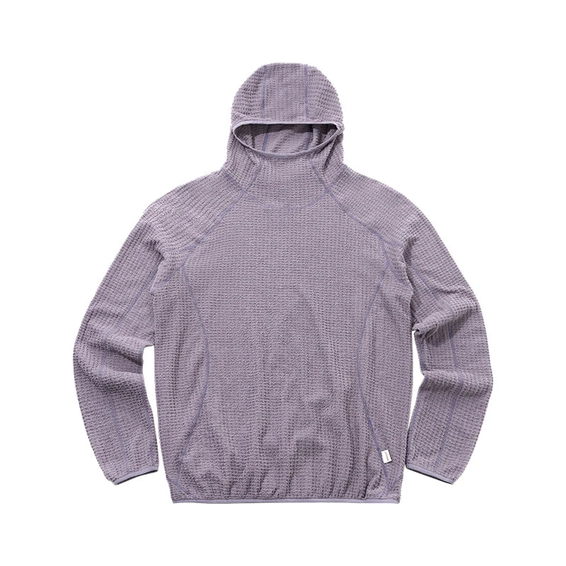 Thermal hooded sweatshirt front view black