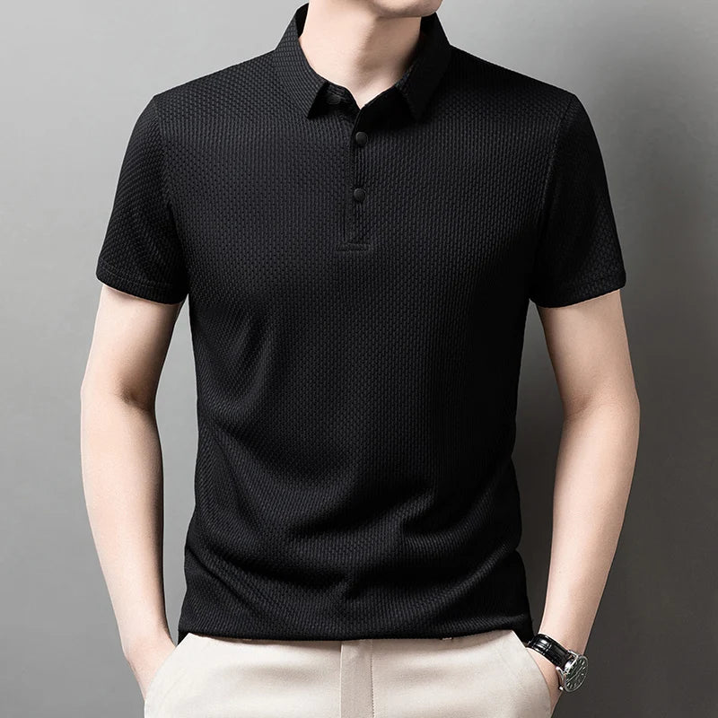 Bone print polo shirt front view green