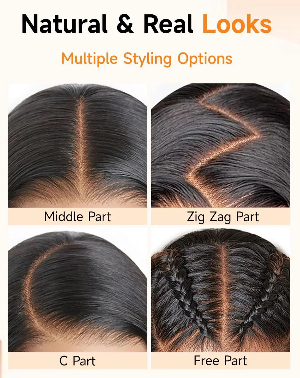 HD lace front straight human hair wig worn on model