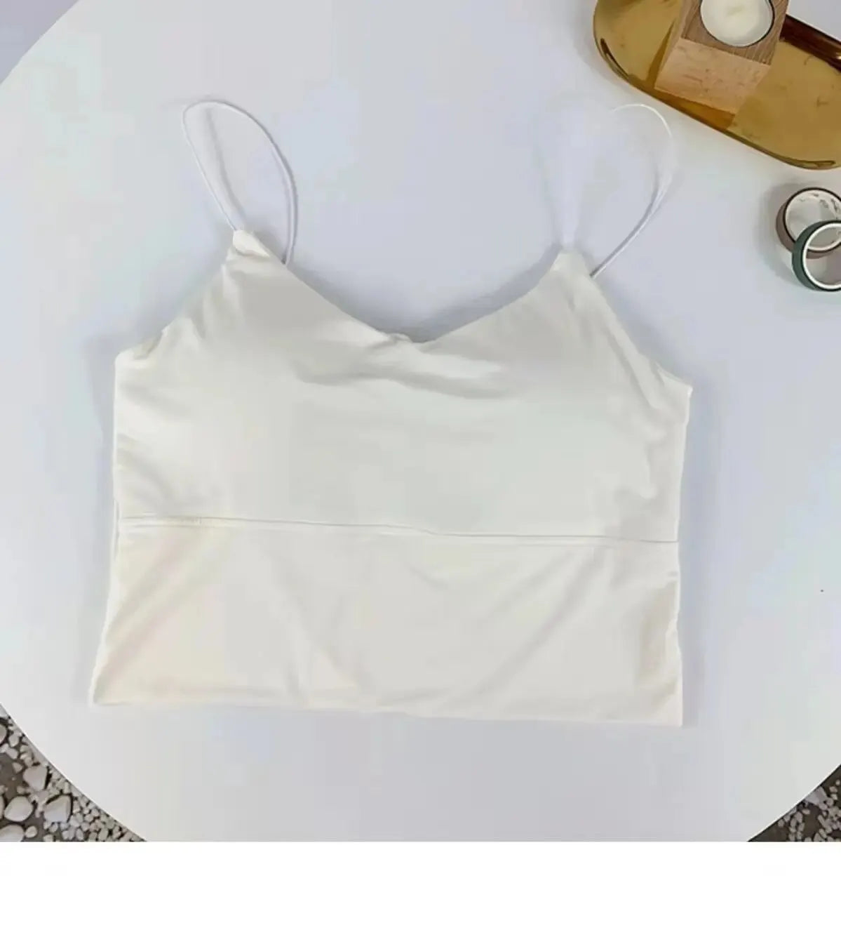  Seamless padded camisole white flat lay front
