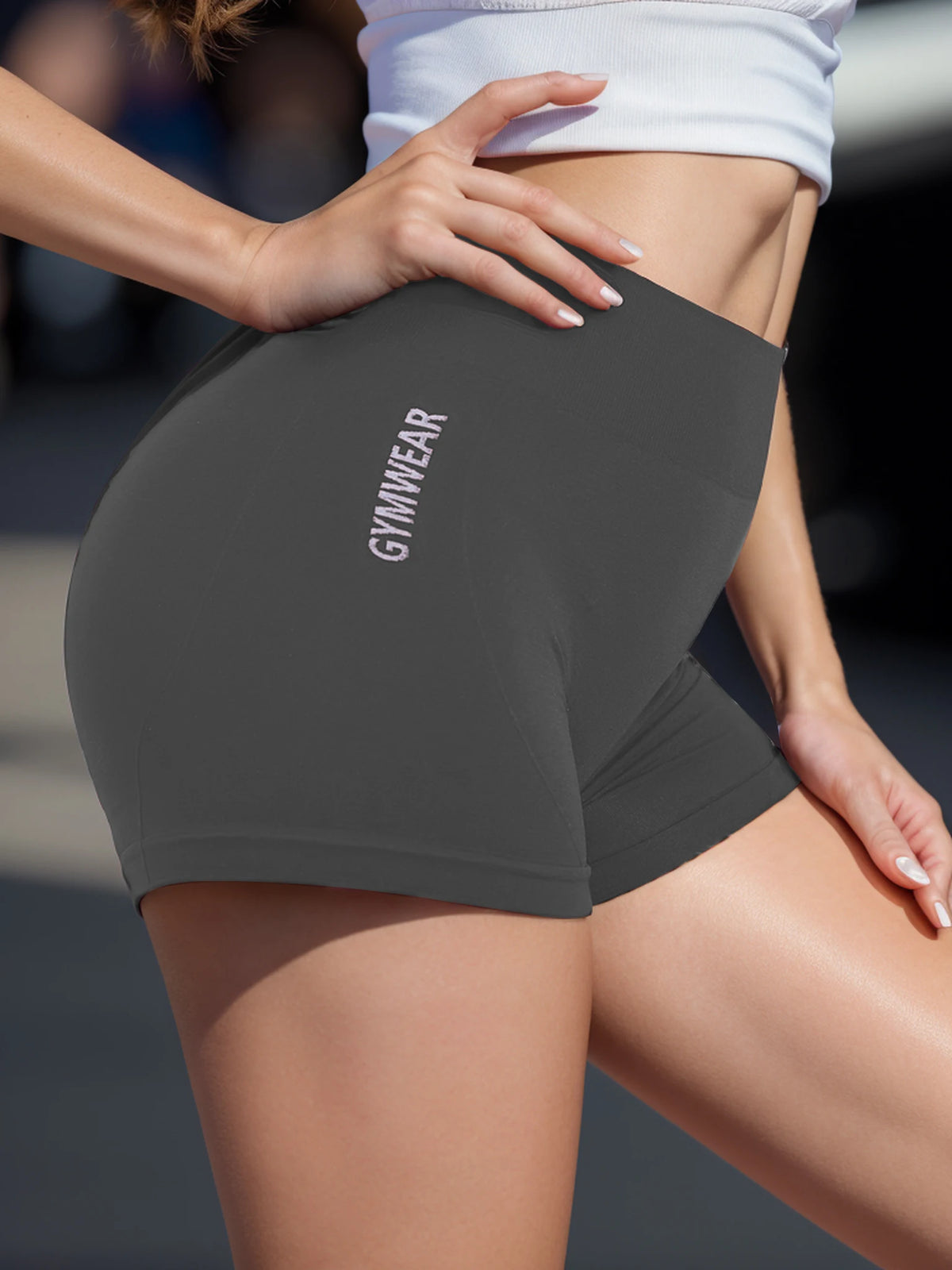 High waist fitness shorts studio flat lay