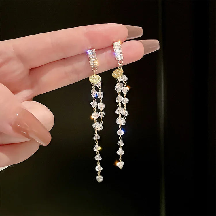 Crystal tassel drop earrings style variety display