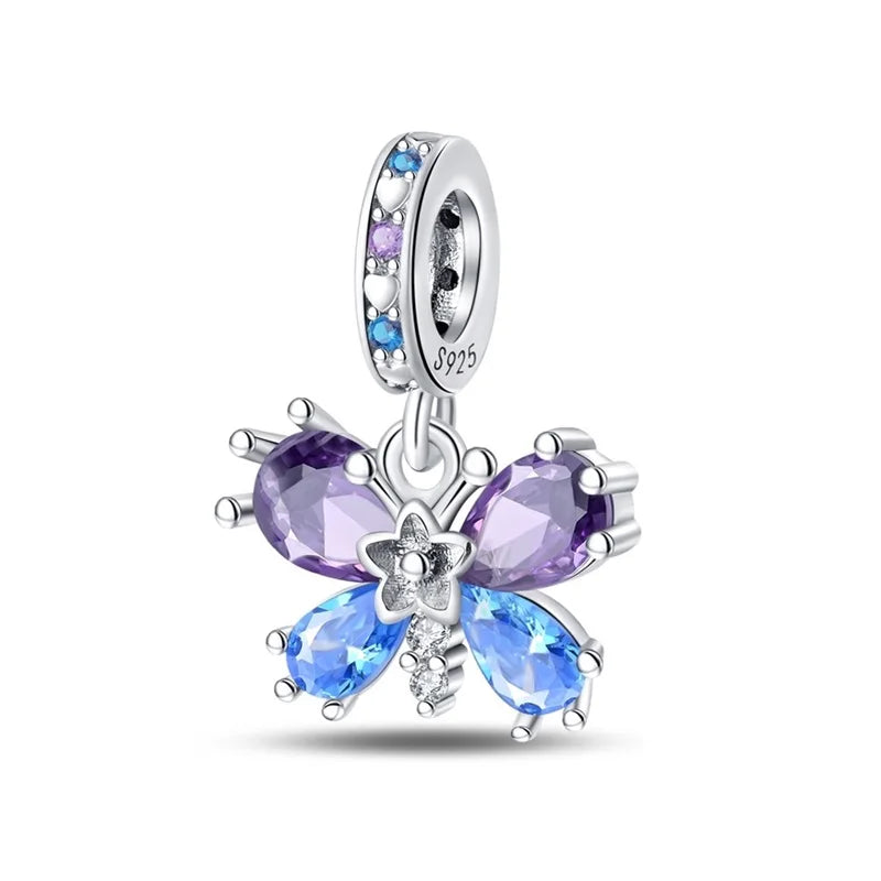 Butterfly charm beads attached to bracelet