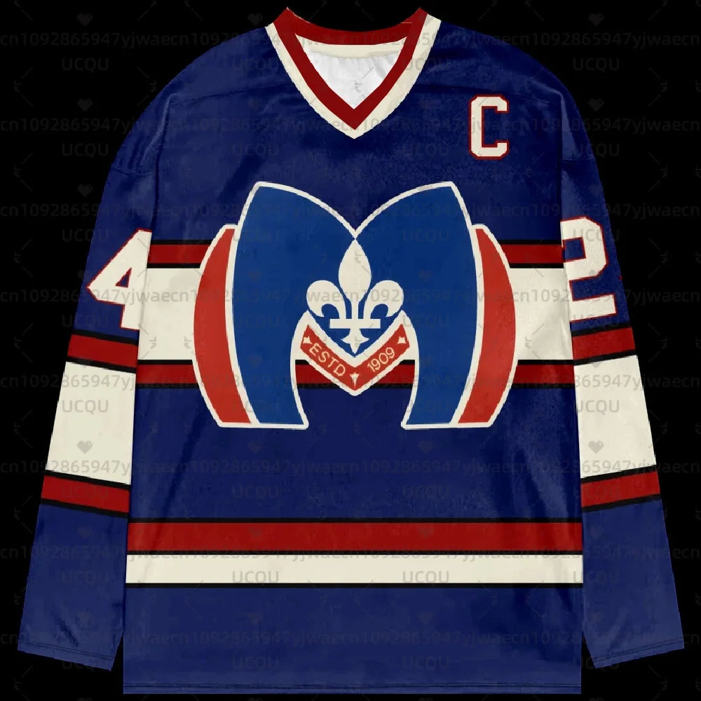 Long sleeve hockey graphic tee front view