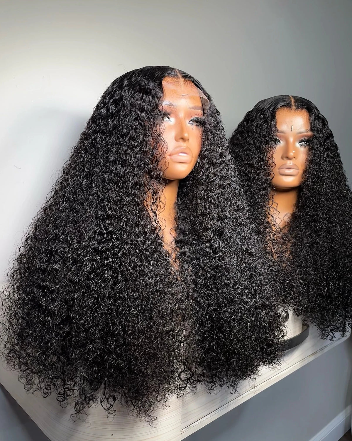 Kinky curly lace front wig worn on model