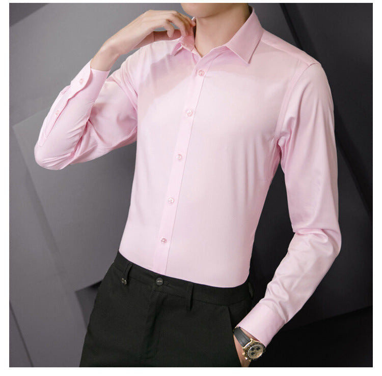 Slim fit business shirt front view navy blue