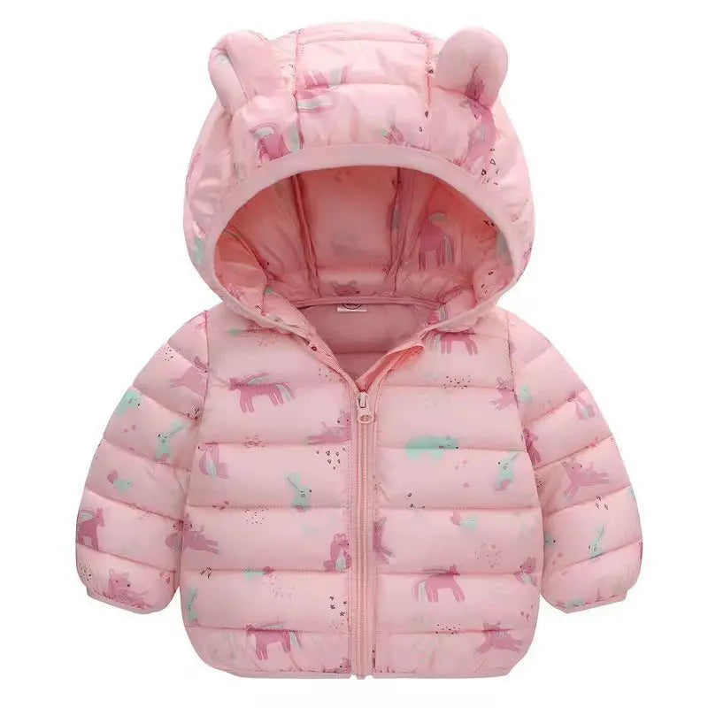 Kids hooded bear jacket bear zip detail