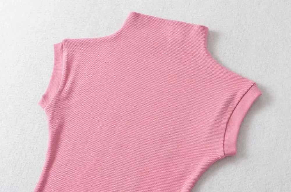 Sleeveless turtleneck top flat lay