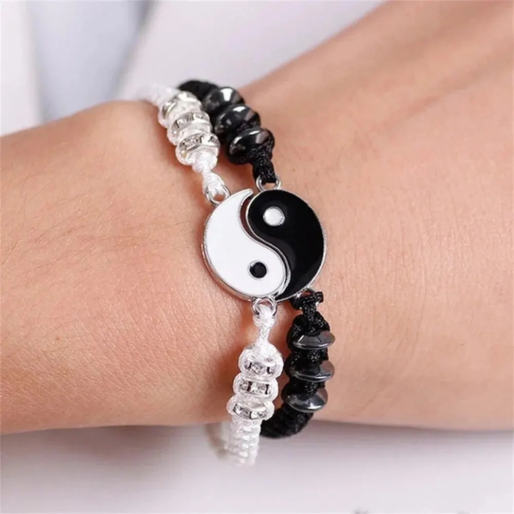 Couple's bracelet set worn on wrists