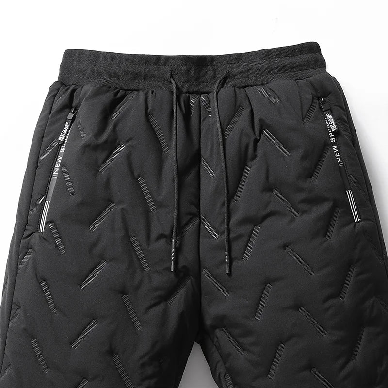 Thermal fleece sweatpants front view black