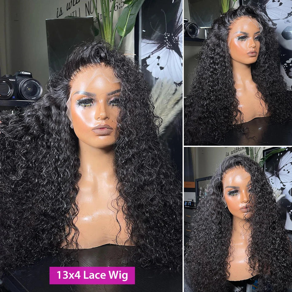 Kinky curly lace front wig worn on model