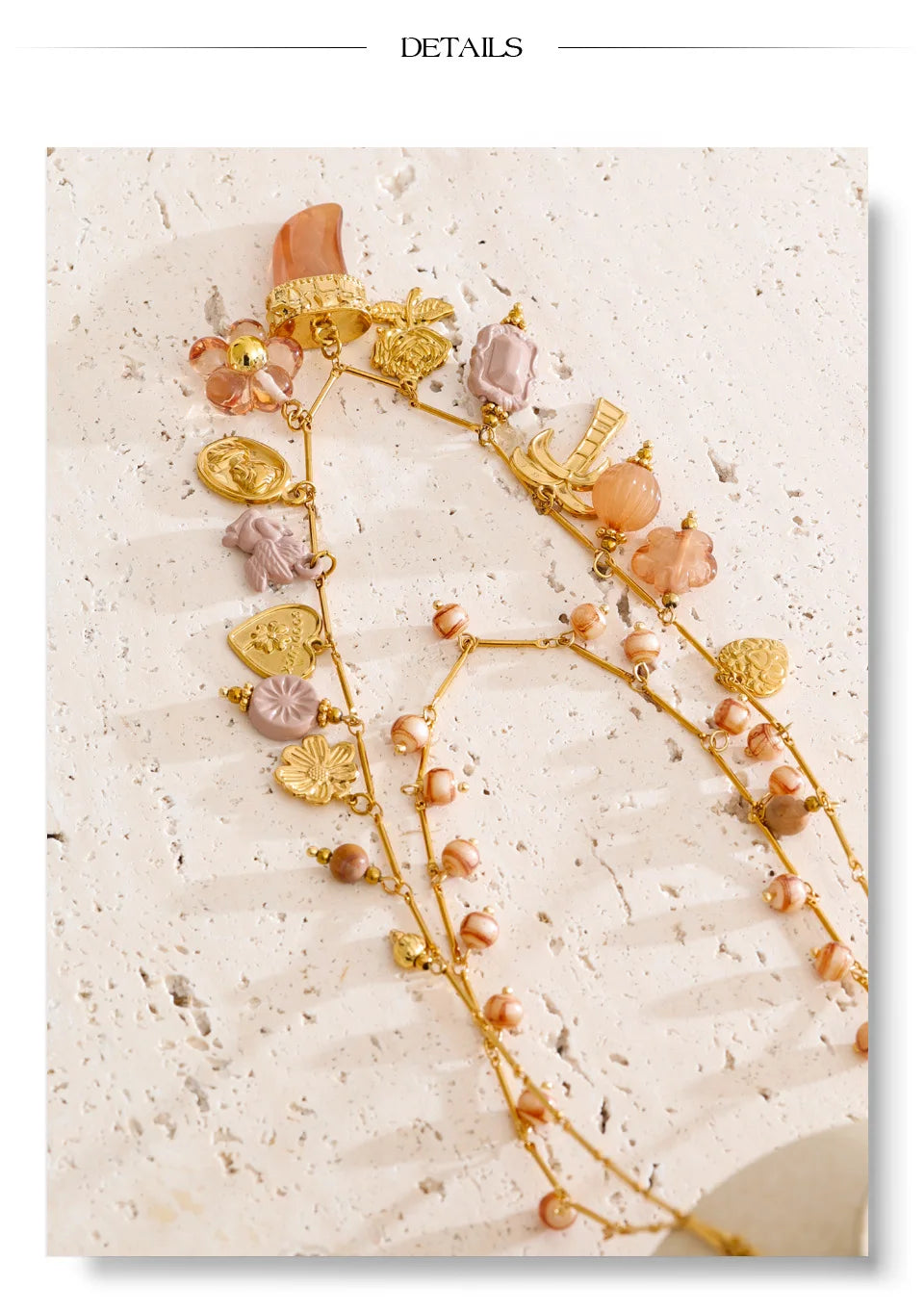 Double-layer resin charm necklace pendant close-up