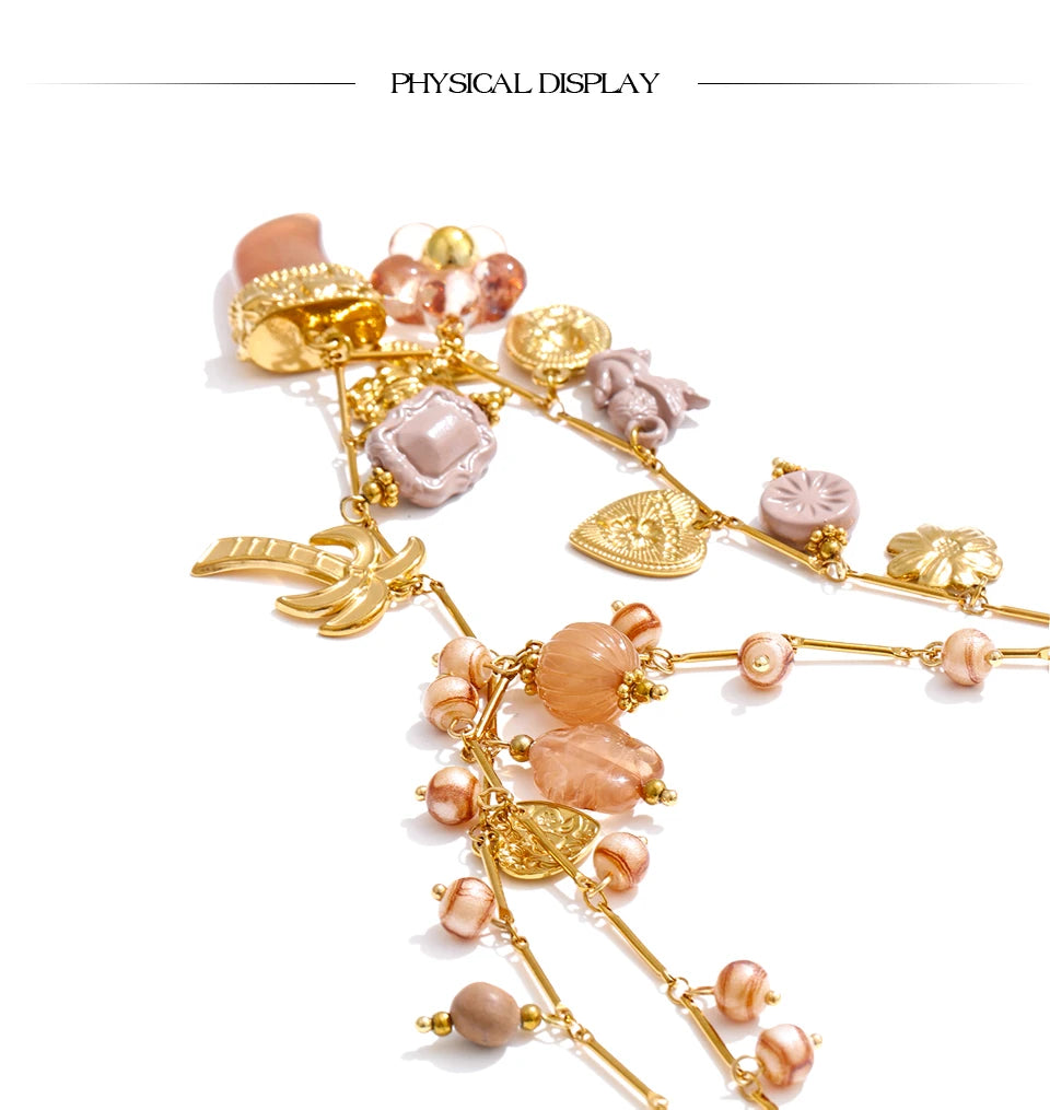 Double-layer resin charm necklace pendant close-up