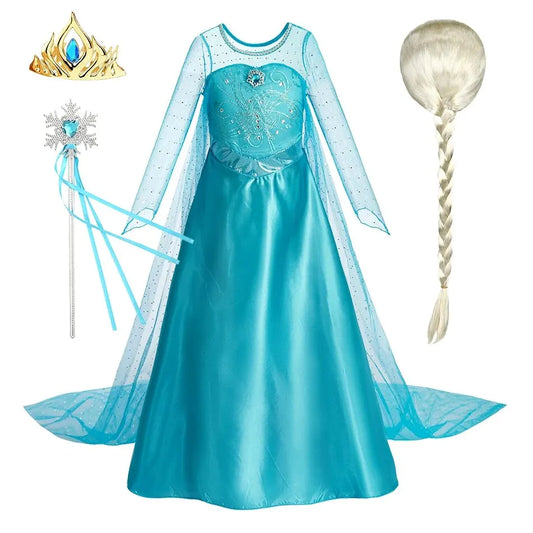 Girls snow queen halloween costume worn by child