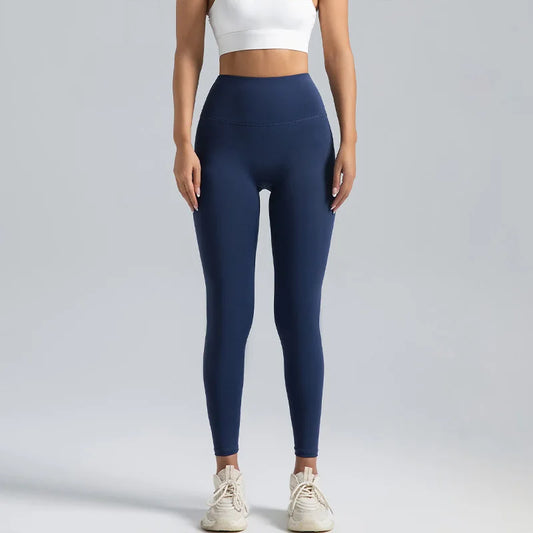 High waisted compression leggings front view black
