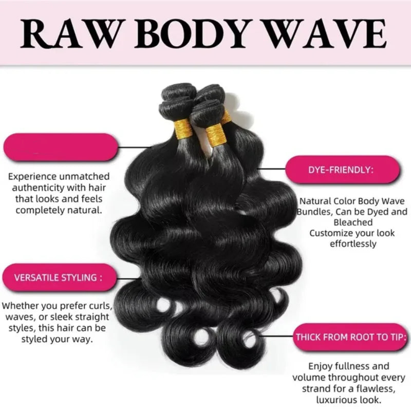 Body wave virgin hair bundles worn styled
