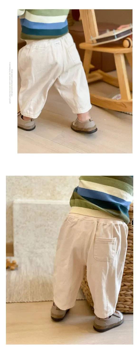 Kids casual ankle pants front view beige