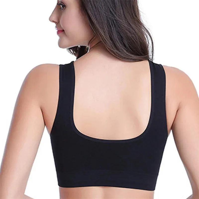Women's seamless striped sports bra side view